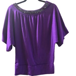 Passport Purple Women's Blouse with Black Trim